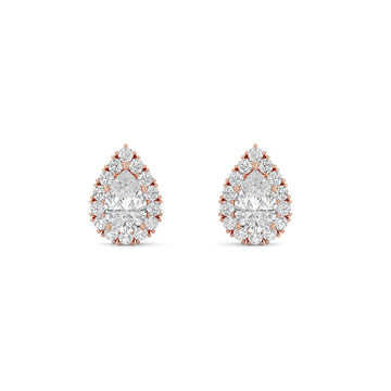 Dazzling Pear Halo Diamond Stud Earrings