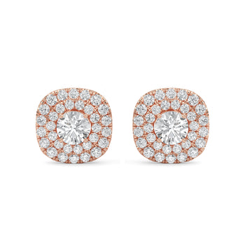 Sparkling Gold Halo Diamond Stud Earrings