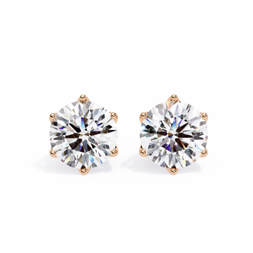 Elegant Six-Prong Diamond Stud Earrings