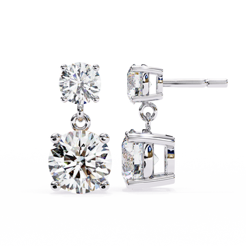 Starlight Round Cut Solitaire Drop Earrings
