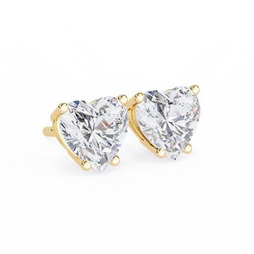 Four-Prong Heart Cut Diamond Stud Earrings