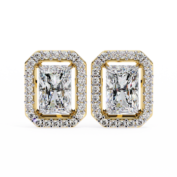 Radiant Cut Halo Stud Earrings