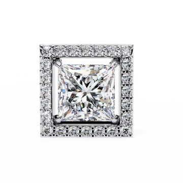 Classic Princess Soliatire With Halo Diamond Stud Earrings
