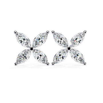 Marquise Four Stone Diamond Stud Earrings