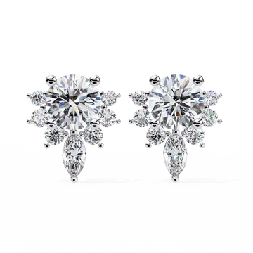 Dazzling Solitaire Diamond Burst Stud Earrings