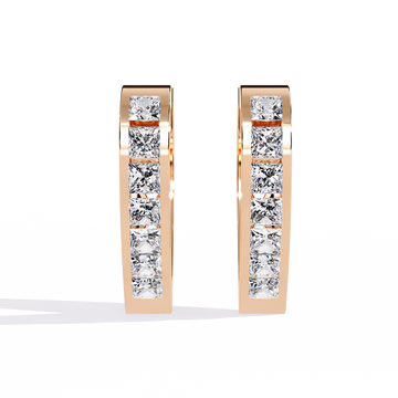 Sparkling Princess Cut Diamond Hoops