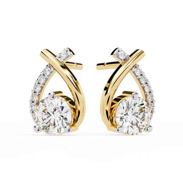 Sophisticated Gold Diamond Stud Earrings