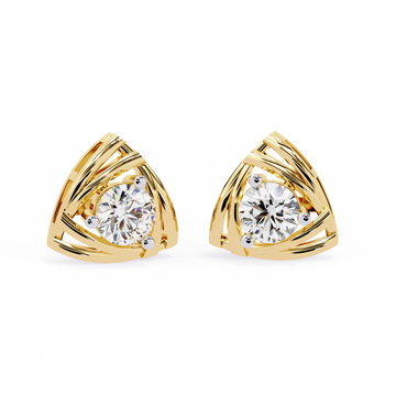 Triangle Halo Diamond Stud Earrings