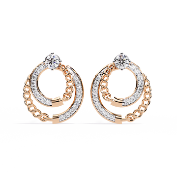 Chain Link Diamond Stud Earrings