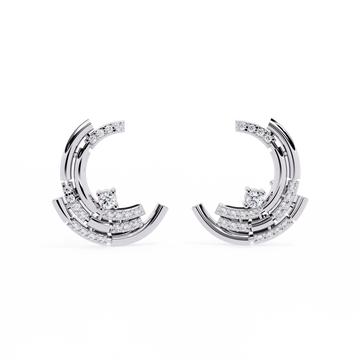 Modern Moon Phase Diamond Stud Earrings