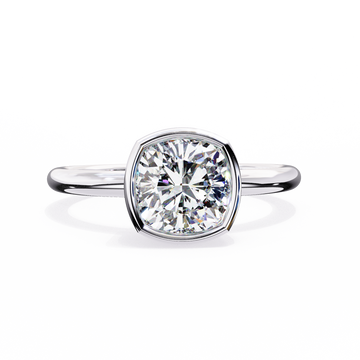 Bezel Set Cushion Solitaire Diamond Ring