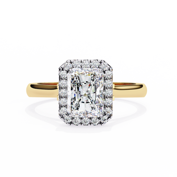 Timeless Rectangular Radiant Halo Diamond Ring: