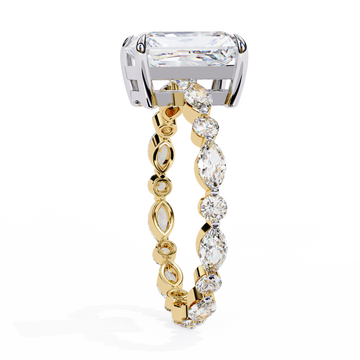 Unique Radiant Cut Solitaire Ring with Accents