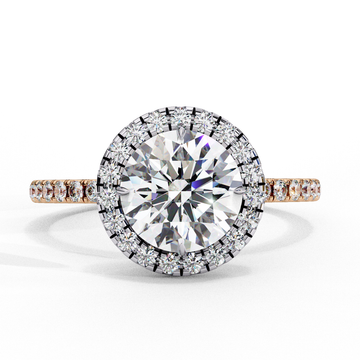 Dazzling Halo Solitaire Ring with Diamond Accents