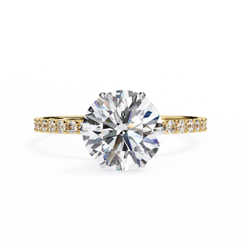 Elegant Round Solitaire Diamond Ring with Pave Band