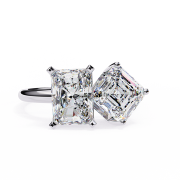 Radiant and Asscher Cut Toi et Moi Diamond Ring