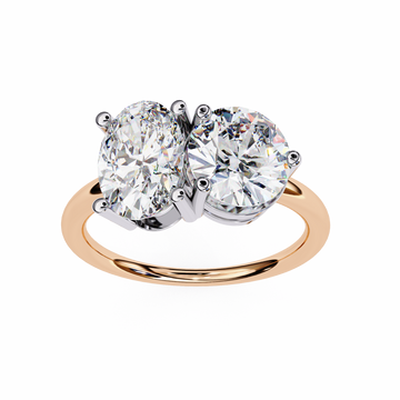 Oval & Round Solitaire Two Stone Ring
