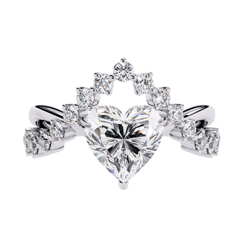 Unique Heart Crown Diamond Ring