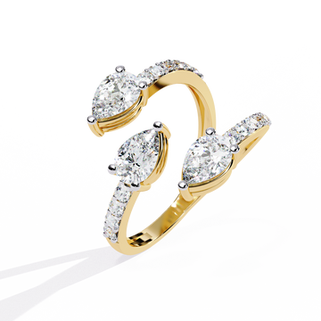 Pear and Round Diamond Twist Ring