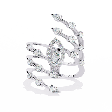 Spiral Diamond Cascade Ring