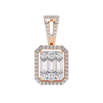 Baguette and Round Diamond Pendant