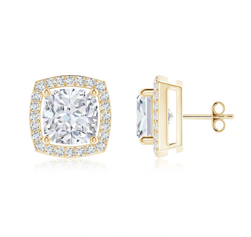 Cushion Diamond Floating Halo Stud Earrings