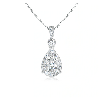 Diamond Cluster Pear-Shaped Pendant with Chain