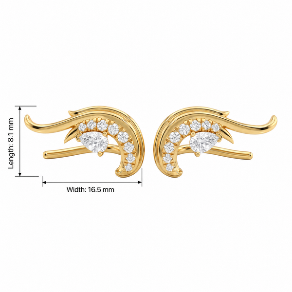 Wing Pear Lab Grown Diamond Stud Earrings