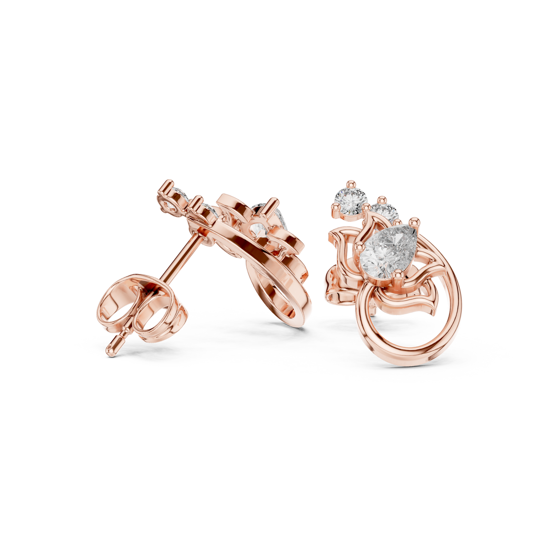 Exquisite Pear & Round Diamond Lab Grown Diamond Earrings