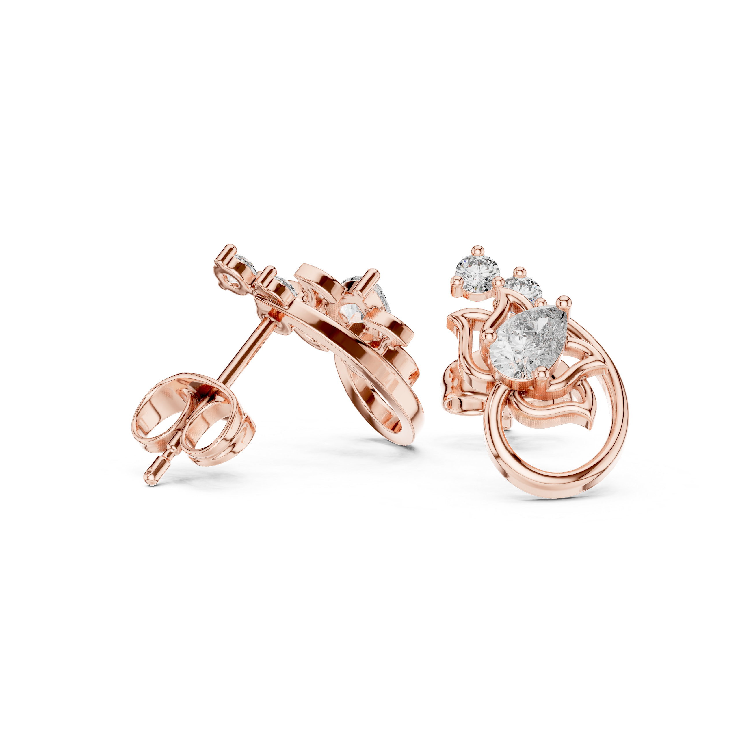 Exquisite Pear & Round Diamond Lab Grown Diamond Earrings