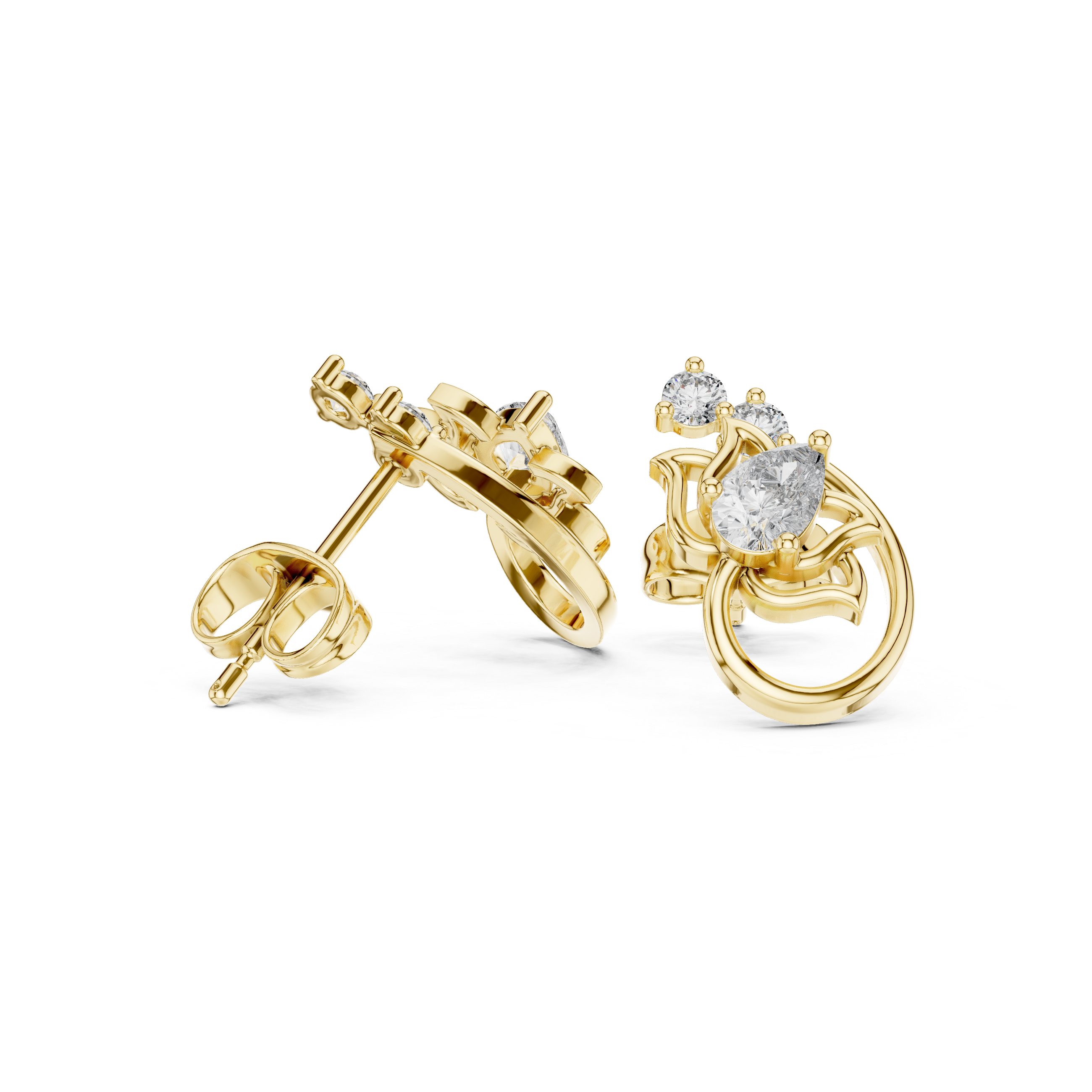 Exquisite Pear & Round Diamond Lab Grown Diamond Earrings
