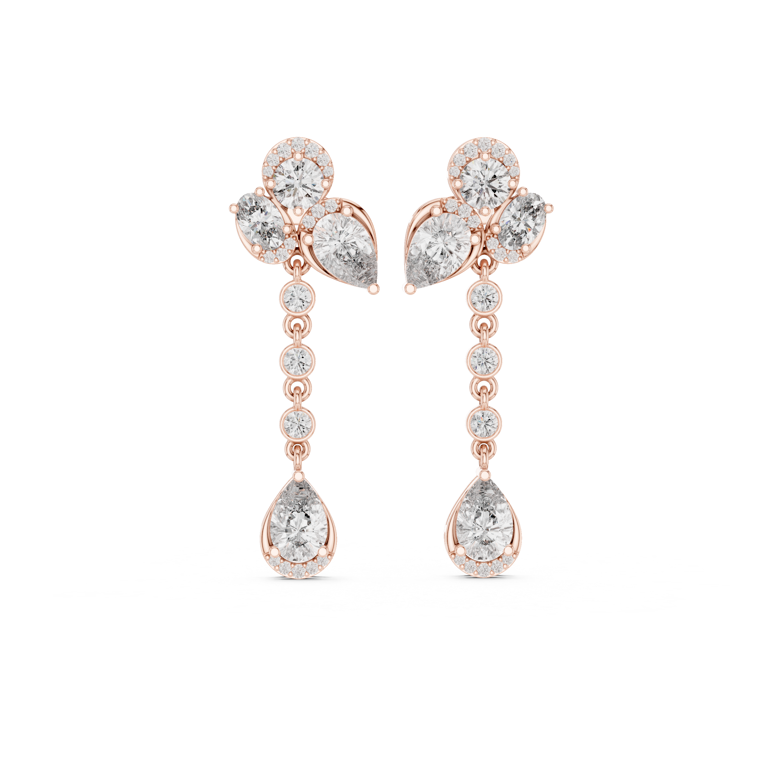 Mixed Diamond Drop Lab Grown Diamond Earrings