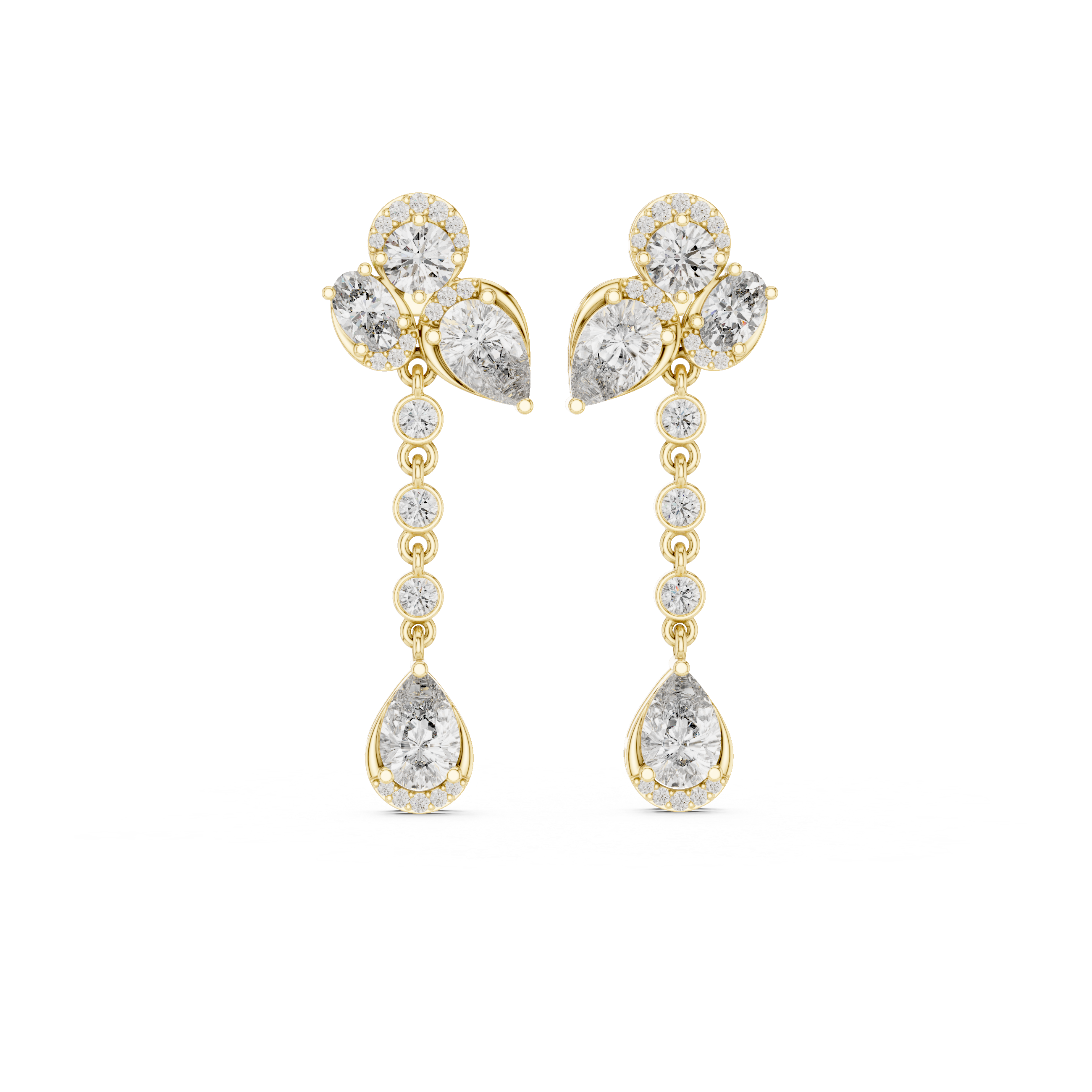 Mixed Diamond Drop Lab Grown Diamond Earrings
