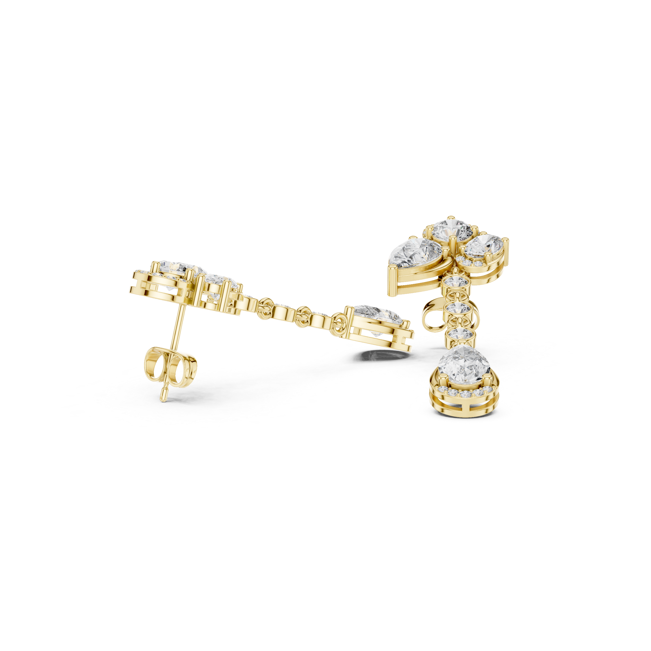 Mixed Diamond Drop Lab Grown Diamond Earrings