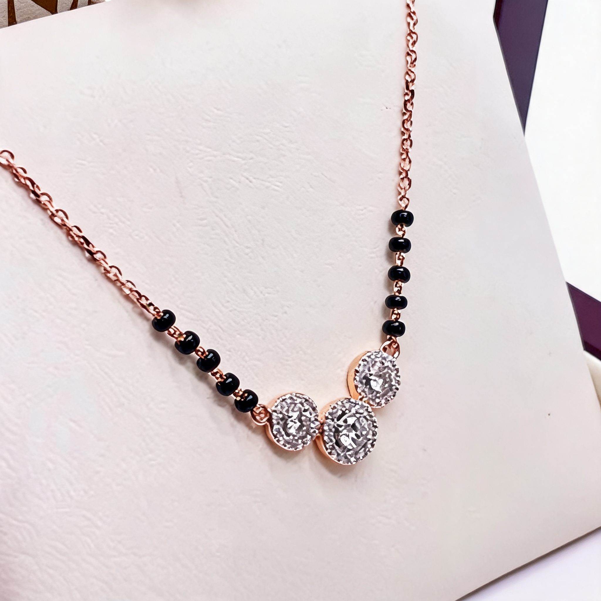 3 Solitaire with Halo Mangalsutra