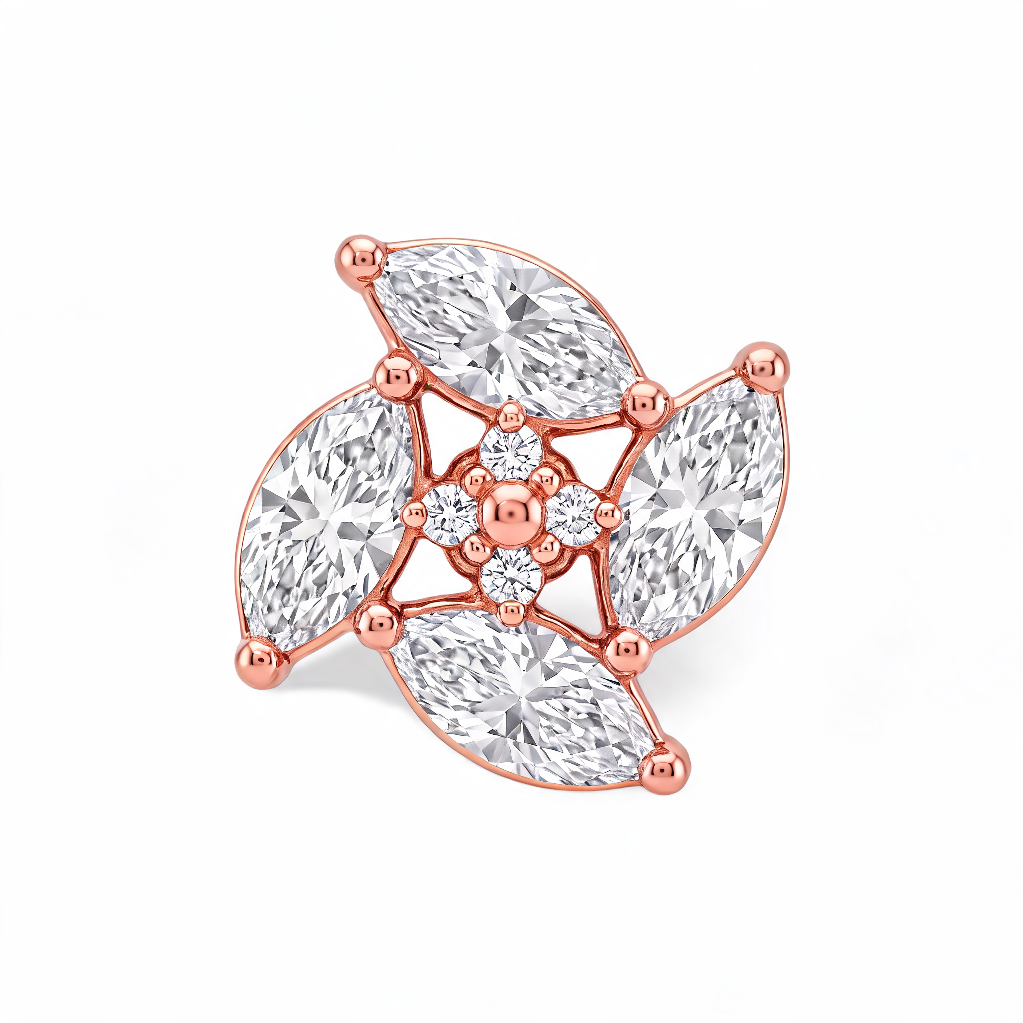 Four Leaf Pinwheel Lab Grown Diamond Nosepin
