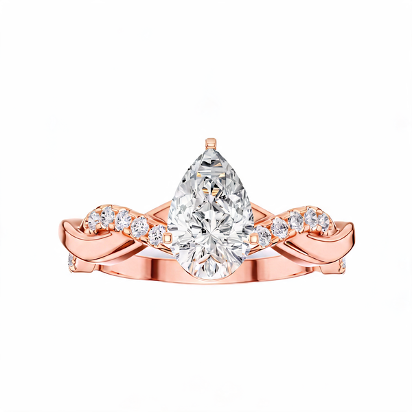 Twisted Band Pear Lab Grown Diamond Ring