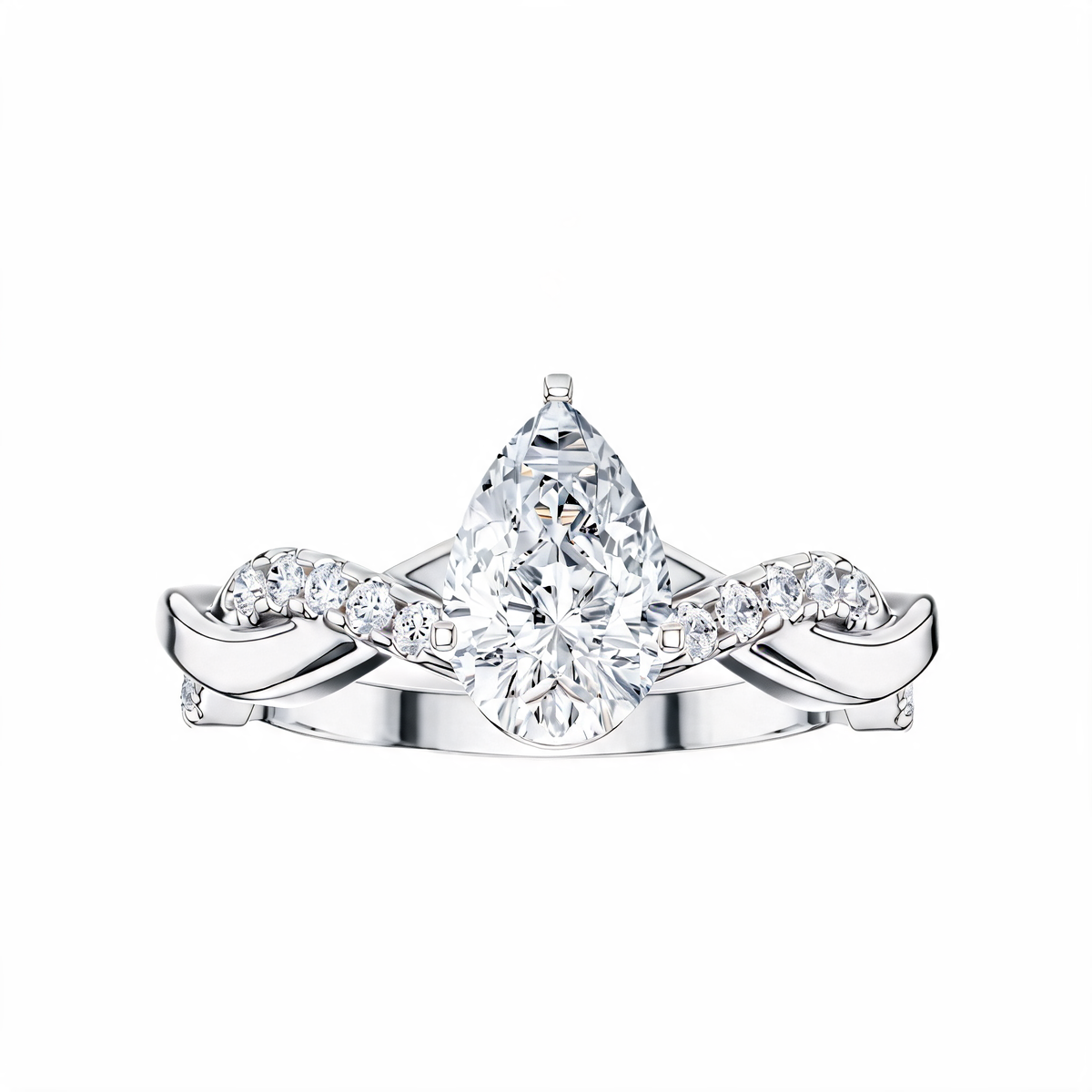 Twisted Band Pear Lab Grown Diamond Ring