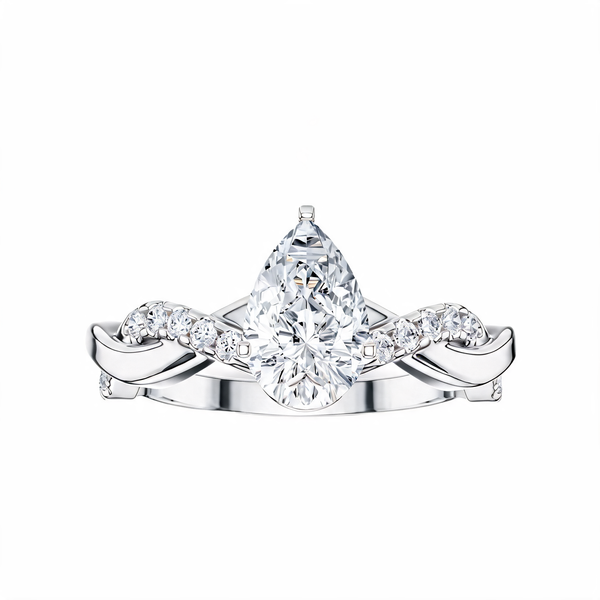 Twisted Band Pear Lab Grown Diamond Ring