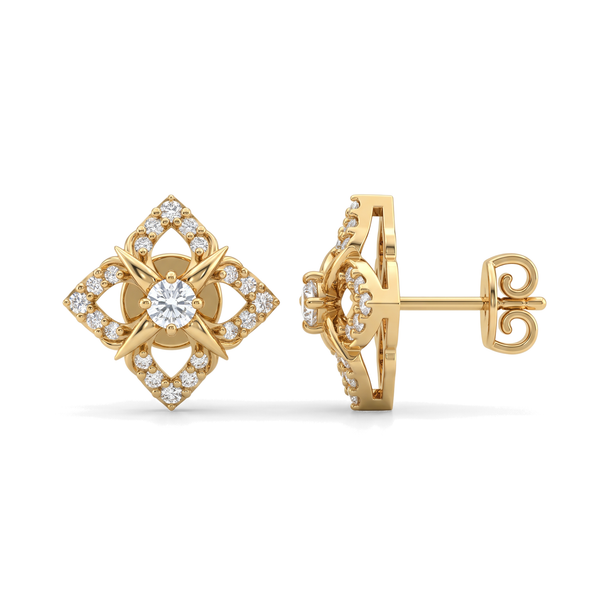 Ethereal Starburst Round Lab Grown Diamond Stud Earrings