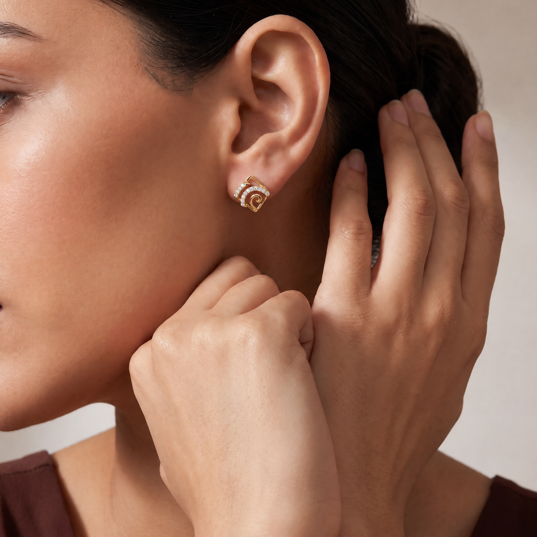 Ethereal Geometric Rhombus Lab Grown Diamond Stud Earrings
