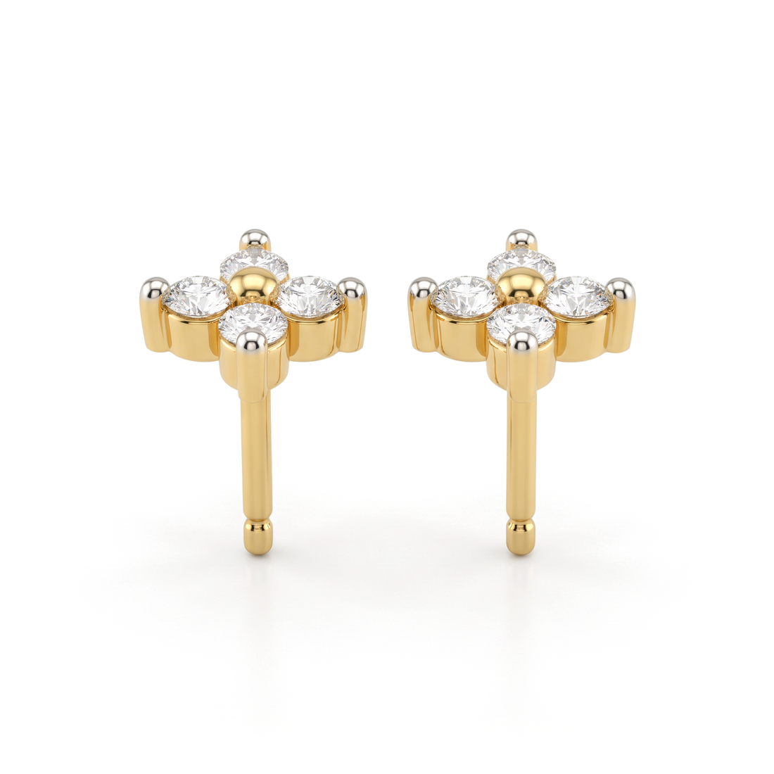 Dainty Four Stone Round Lab Grown Diamond Studs