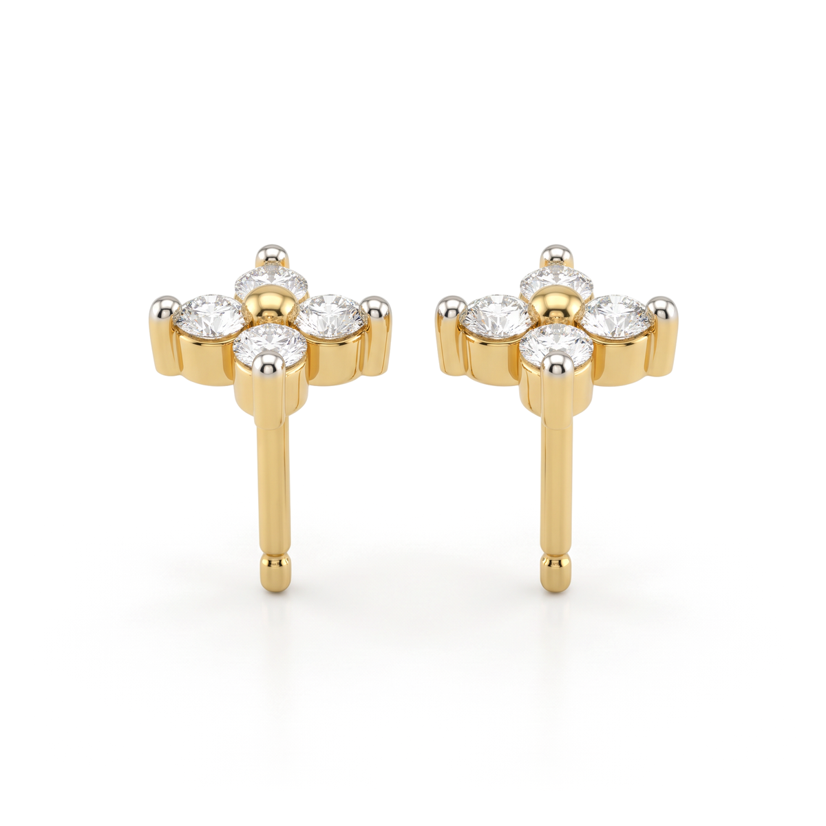 Dainty Four Stone Round Lab Grown Diamond Upper Lobe Piercing Studs