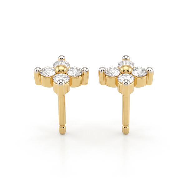 Dainty Four Stone Round Lab Grown Diamond Studs