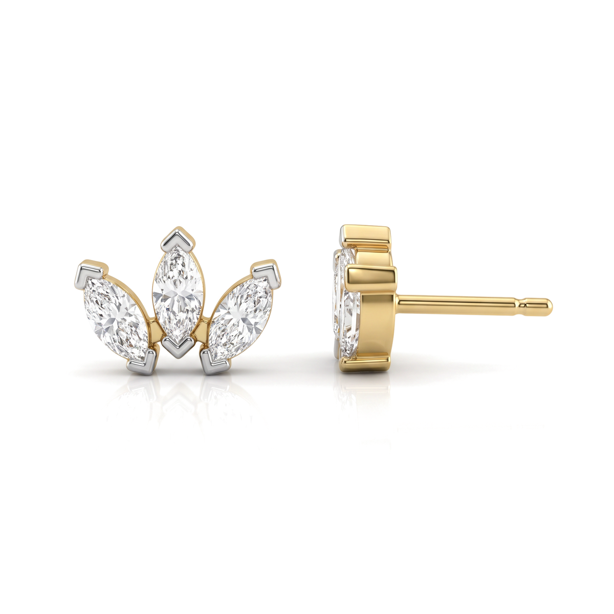 Tiny Curved Marquise Cut Lab Grown Diamond Upper Lobe Piercing Studs