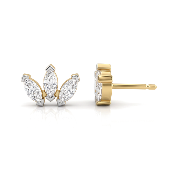 Tiny Curved Marquise Cut Lab Grown Diamond Upper Lobe Piercing Studs