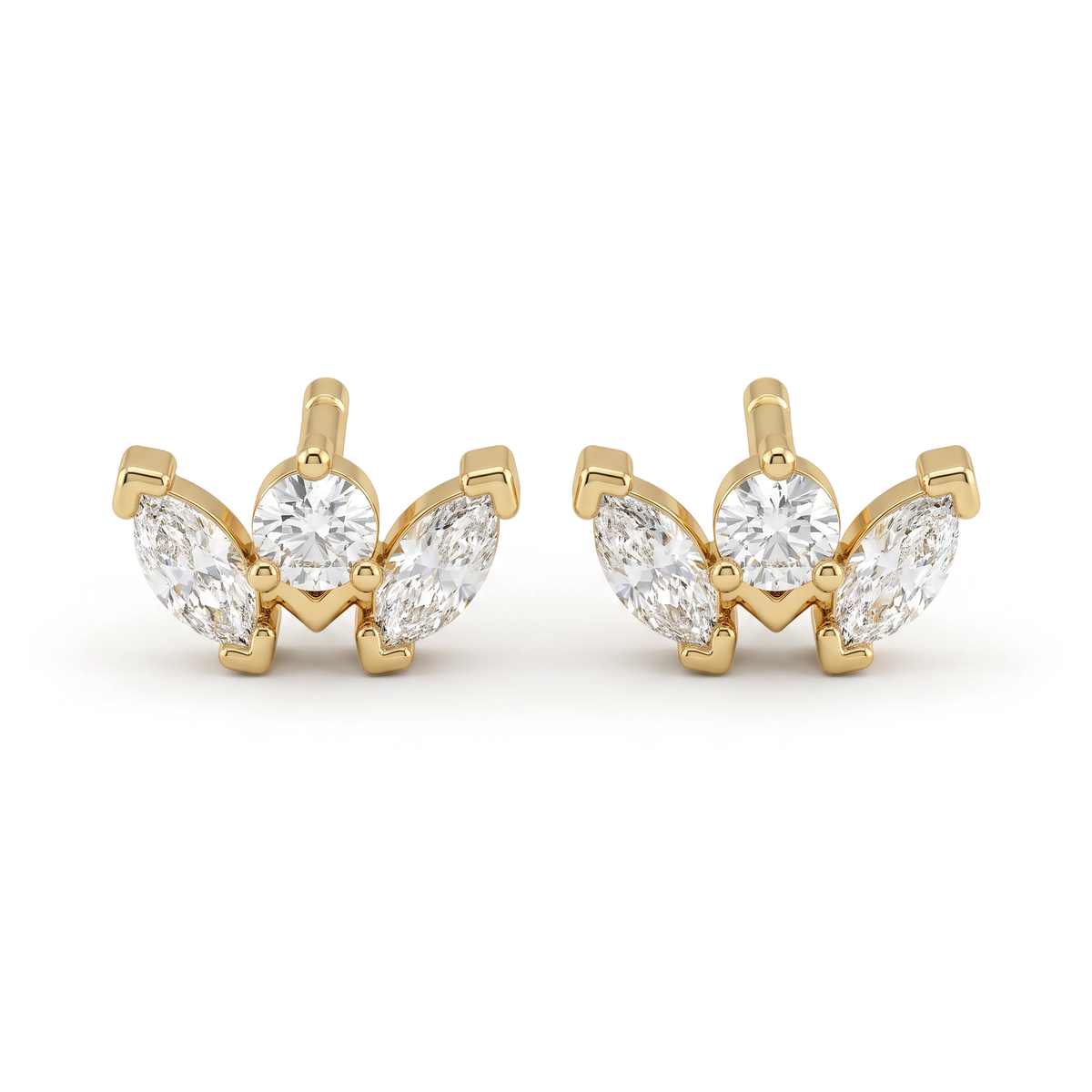 Tiny Curved Marquise Cut Lab Grown Diamond Upper Lobe Piercing Studs
