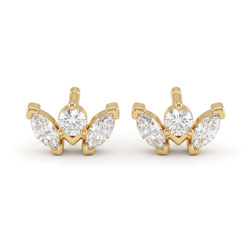 Tiny Curved Marquise Cut Lab Grown Diamond Upper Lobe Piercing Studs