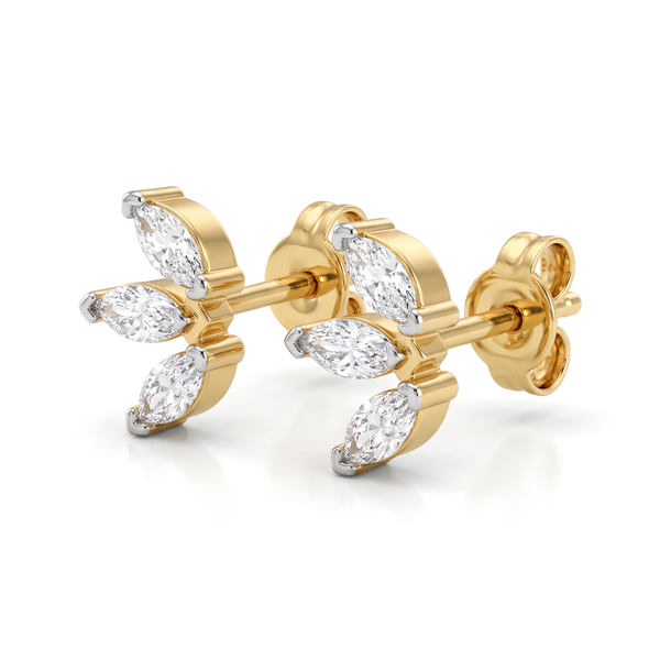 Tiny Curved Marquise Cut Lab Grown Diamond Upper Lobe Piercing Studs
