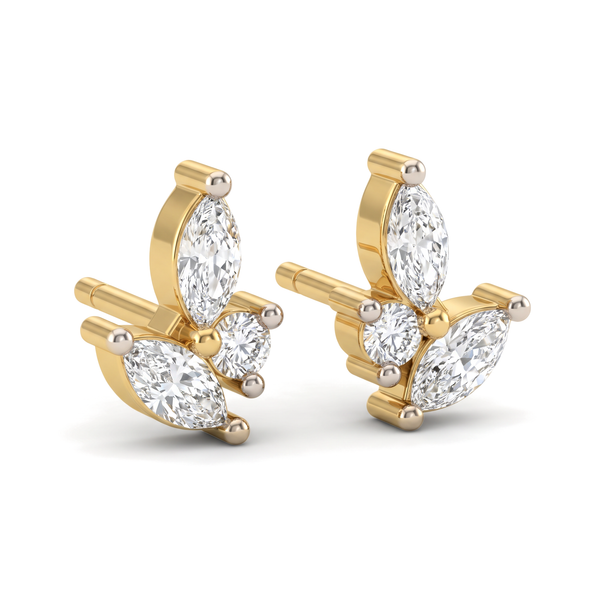 Delicate Butterfly Wing Marquise & Round Cut Lab Grown Diamond Studs